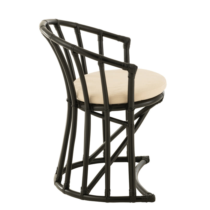 J-Line stoel + kussen - jute|textiel - zwart|wit