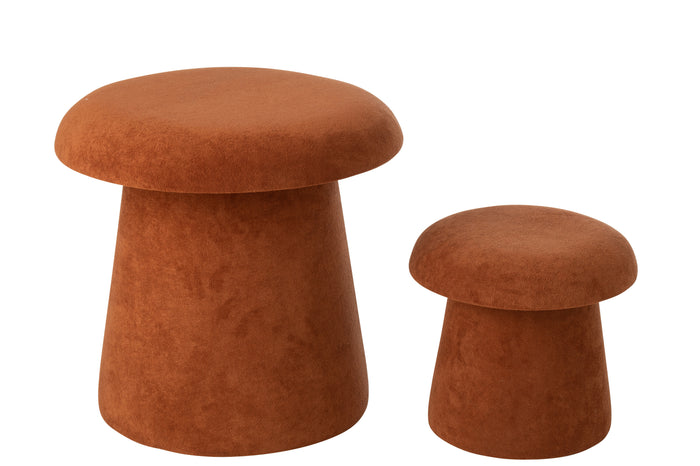 J-Line kruk Paddenstoel - hout - terracotta - small - set va