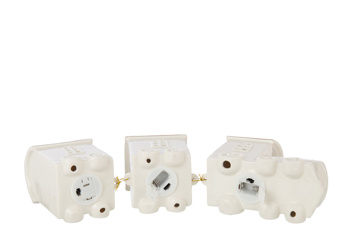 J-Line decoratie Trein - keramiek - wit - LED