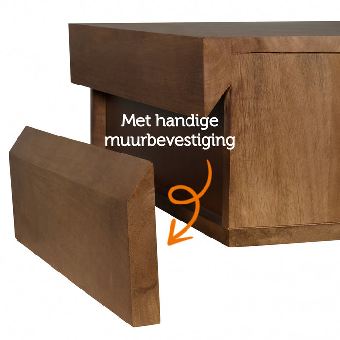 Nachtkastje Hangend Sem Bruin|Hout - Mango|Hout - Noten