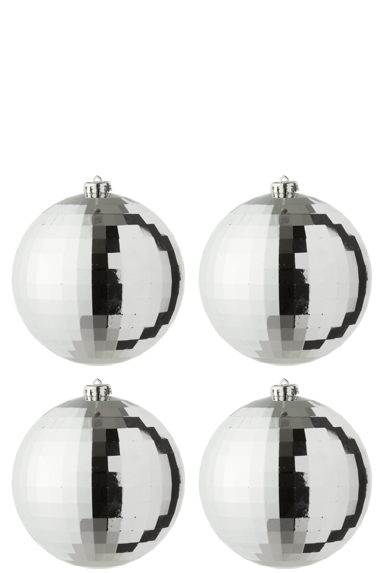 J-Line kerstbal Disco - kunststof - zilver - doos van 4