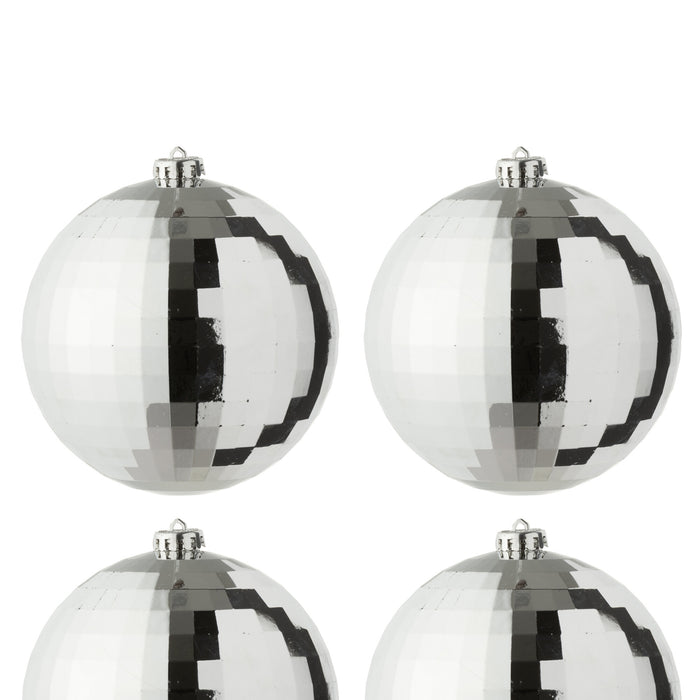 J-Line kerstbal Disco - kunststof - zilver - doos van 4
