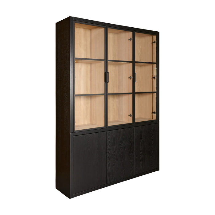 Vitrinekast Chester Hout - Eiken|Hout - Naturel|Zwart Hout