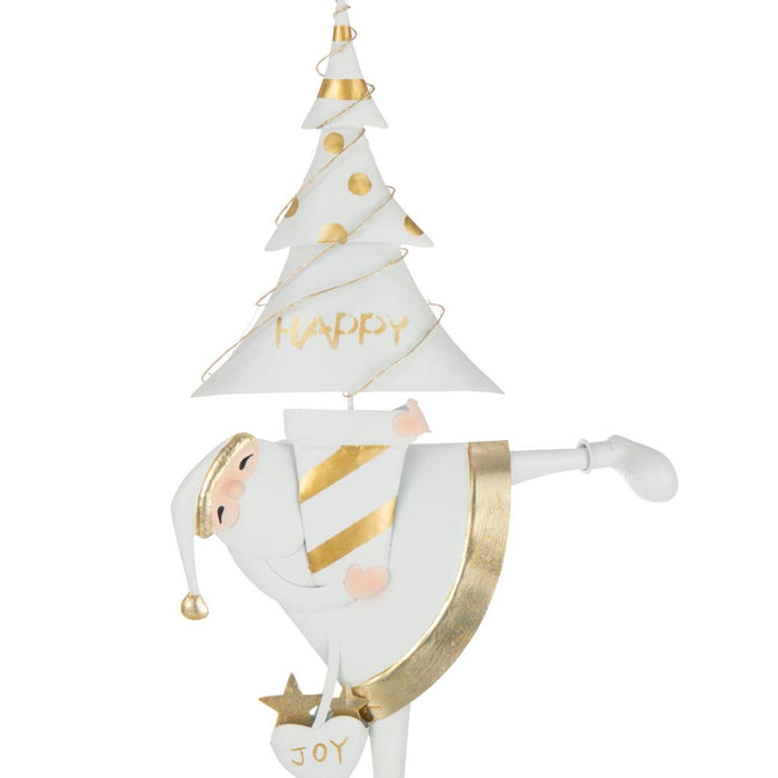 J-Line figuur Kerstman Boom - ijzer - goud|wit - small - LED