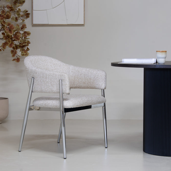 DÉJA Living - Eetkamerstoel Beige|Chrome - Dénia - Set van 2