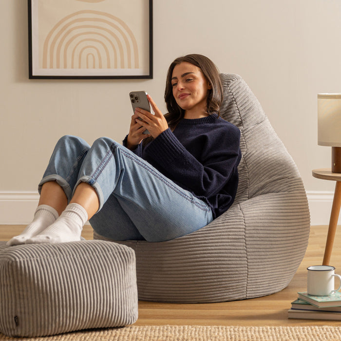 icon Dalton Zitzak met Poef - Ribfluweel - Grijs