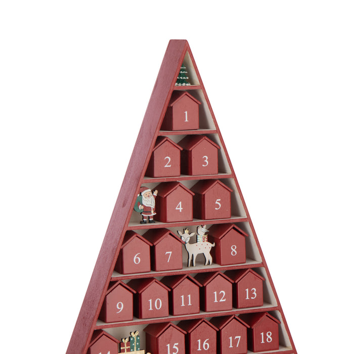 J-Line decoratie Boom Adventskalender - multiplex - rood