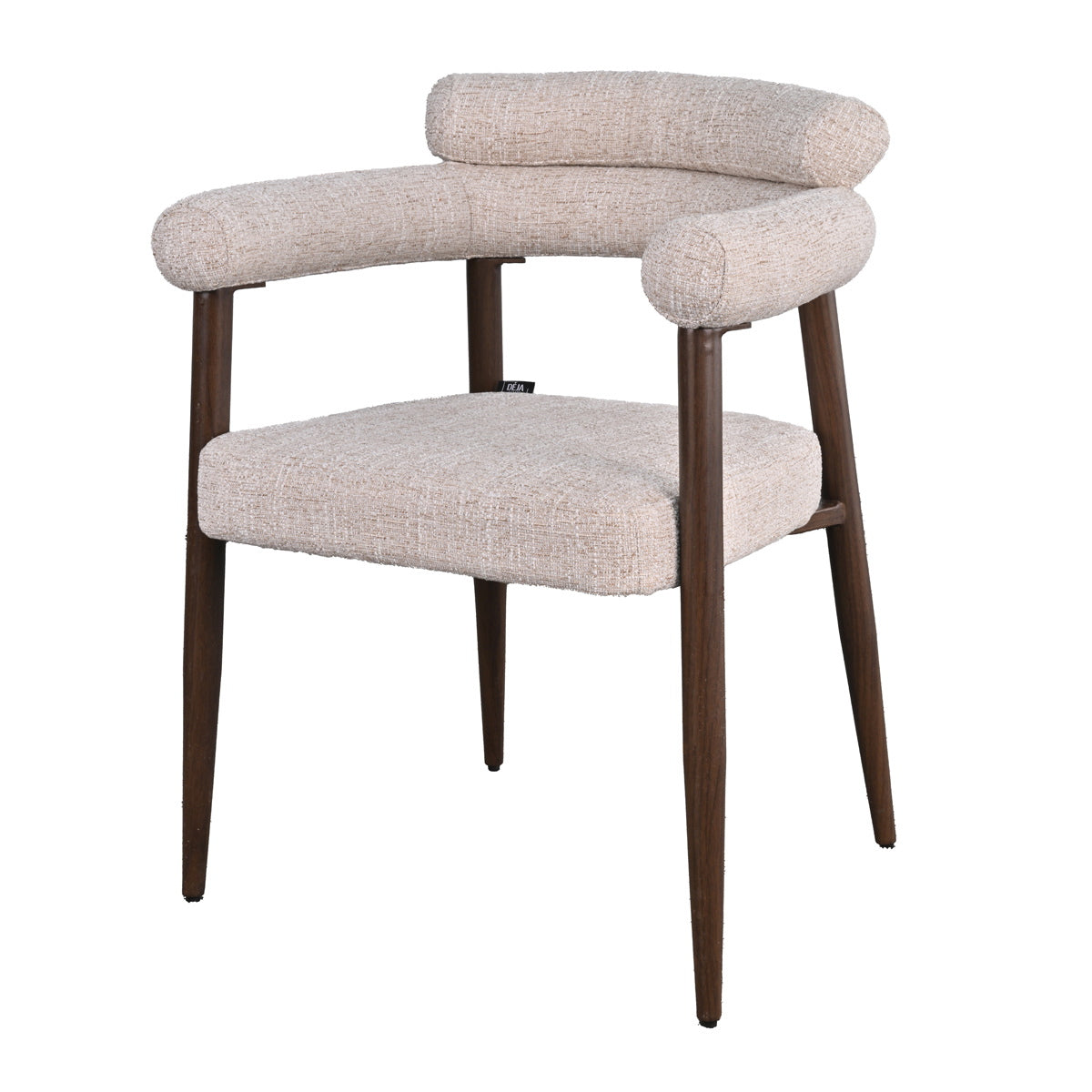 DÉJA Living - Eetkamerstoel Beige|Walnoot Stof - Lidingö - Set van 2