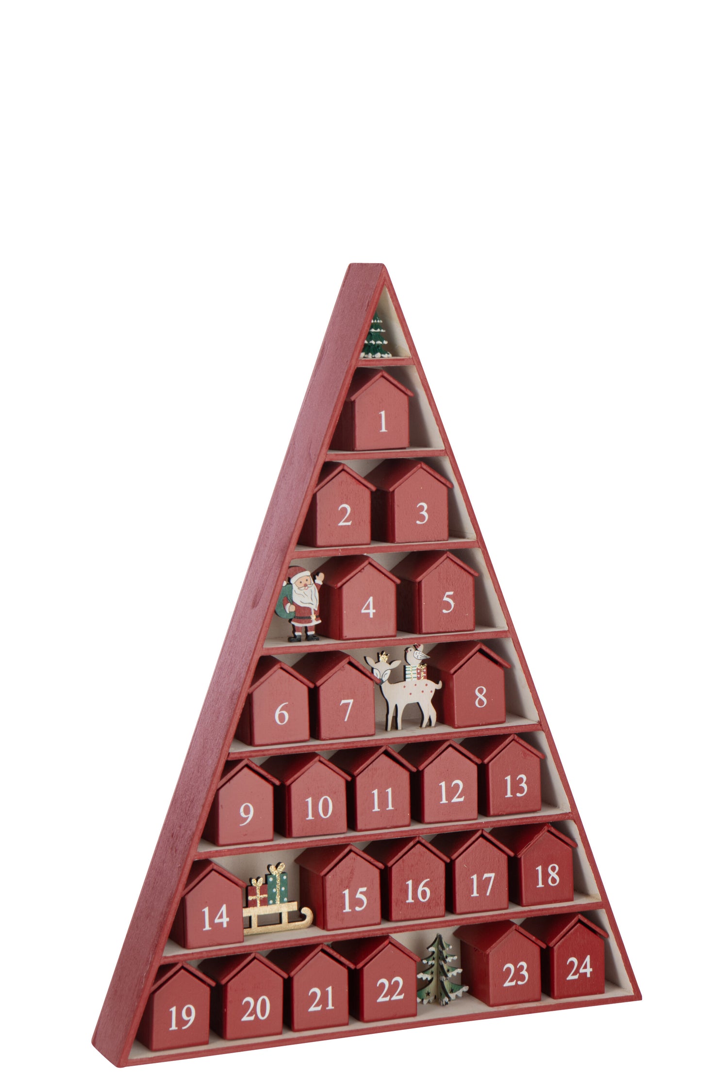 J-Line decoratie Boom Adventskalender - multiplex - rood
