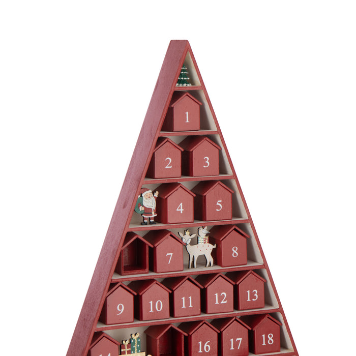 J-Line decoratie Boom Adventskalender - multiplex - rood