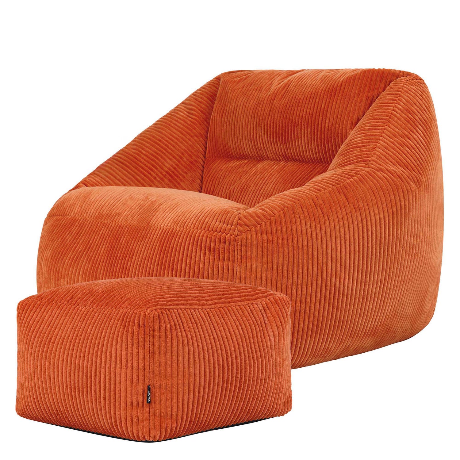 icon Natalia Zitzak Fauteuil met Poef - Ribfluweel - Terra-oranje