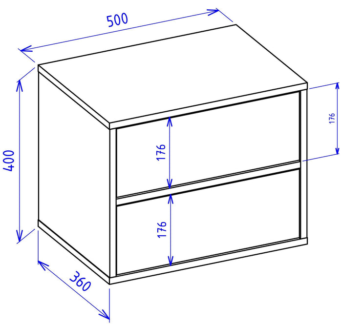 NADUVI Collection Nachtkastje Fermo 2 lades