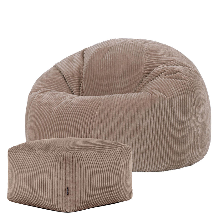 icon Kingston Zitzak met Poef - Ribfluweel - Mocha