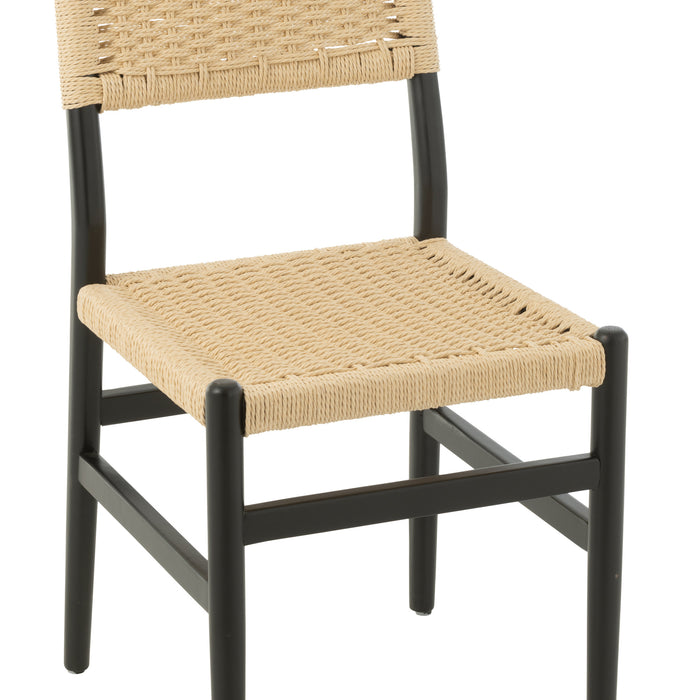 J-Line stoel Lap - beukenhout|touw - zwart