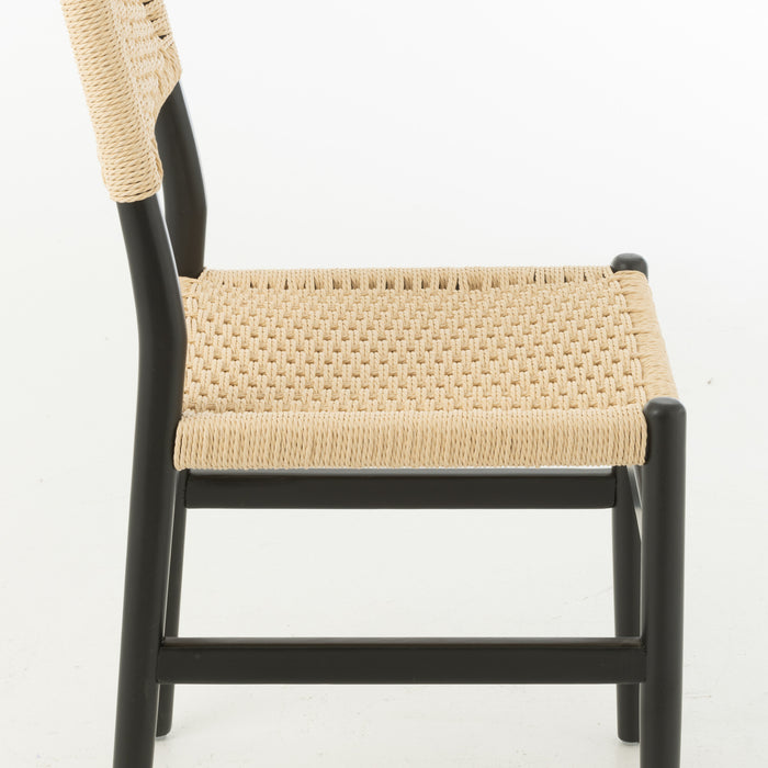 J-Line stoel Lap - beukenhout|touw - zwart