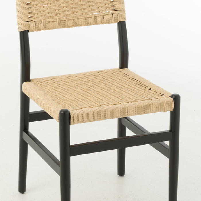 J-Line stoel Lap - beukenhout|touw - zwart