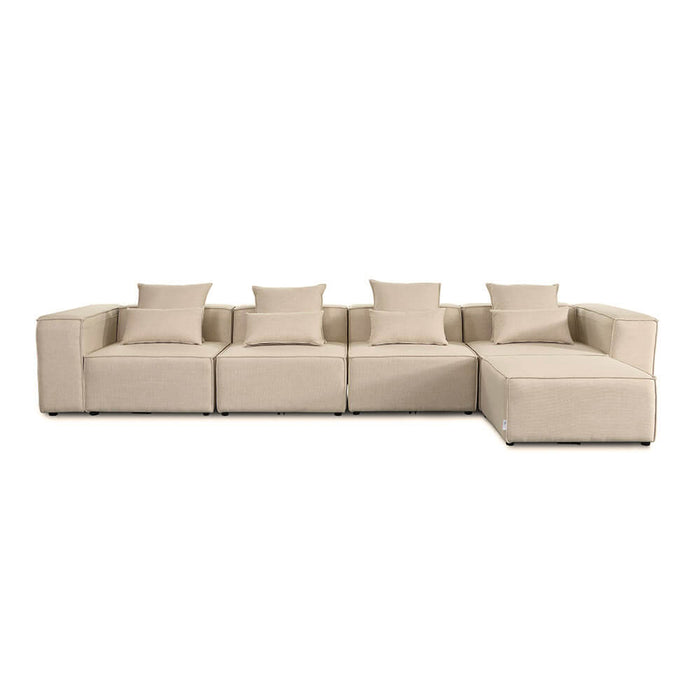 HOME DELUXE Modulaire 4-zitsbank met Hocker - Beige