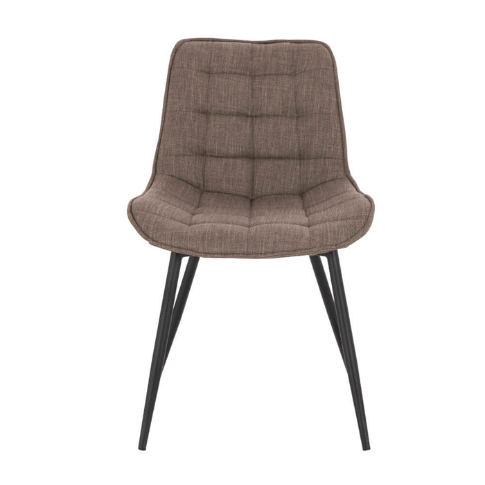 HOME DELUXE Eetkamerstoel – Webstof – Grijs|Bruin – Set van 2