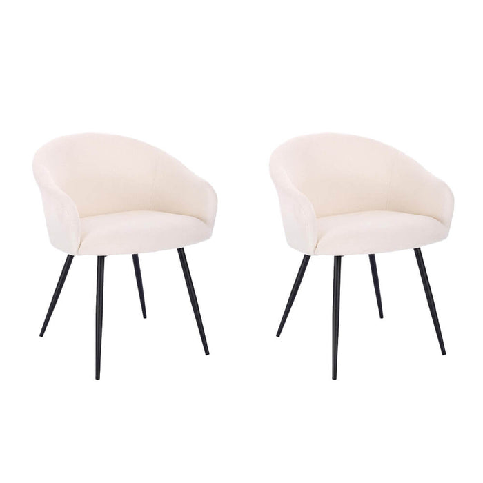 HOME DELUXE Eetkamerstoel - Bouclé - Wit - Set van 2