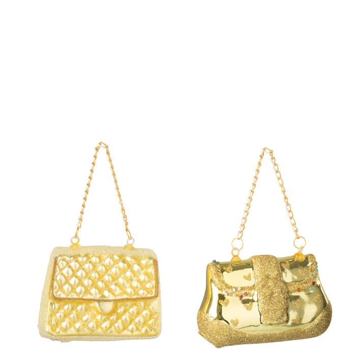 J-Line hanger Handtas - glas - goud - 2 stuks