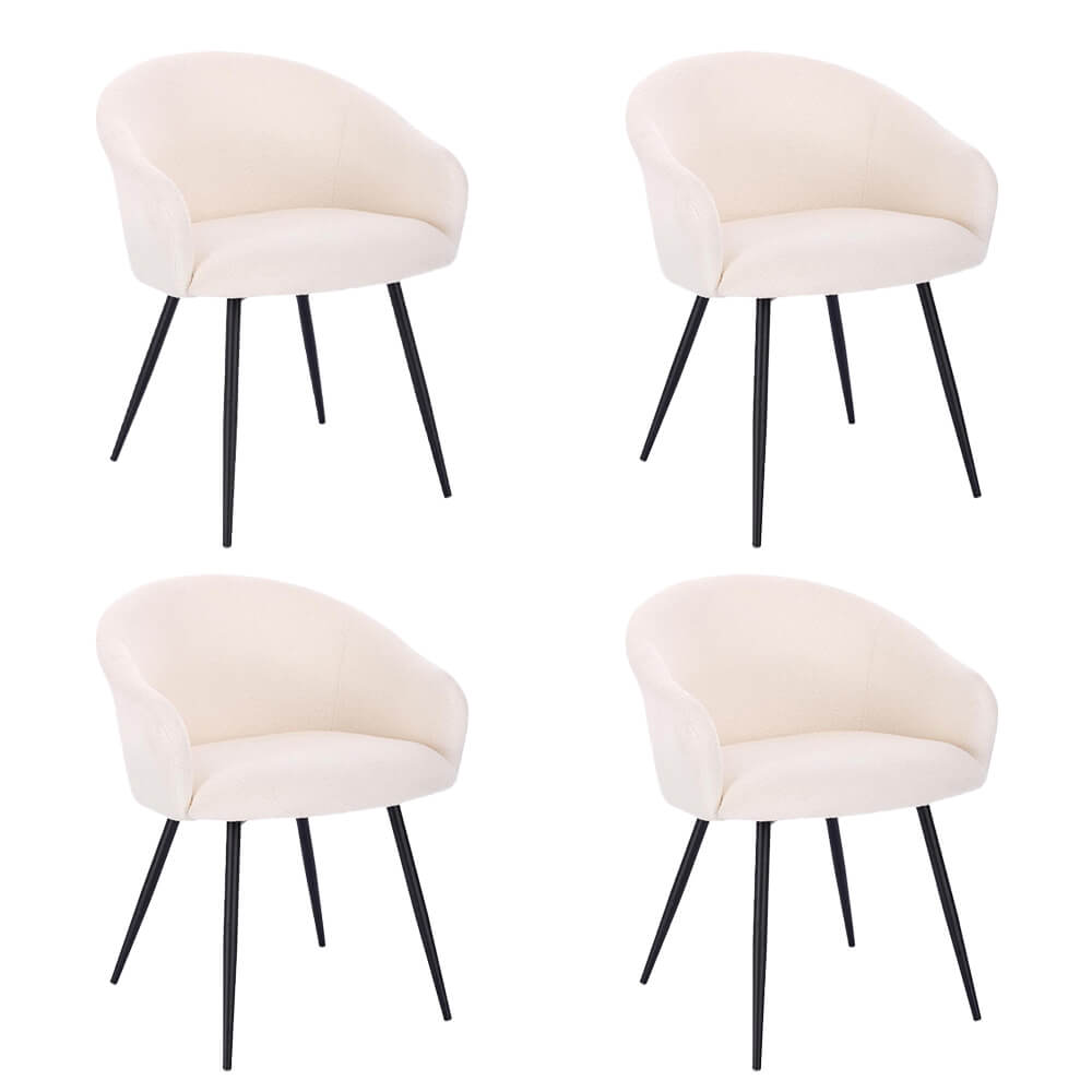 HOME DELUXE Eetkamerstoel - Bouclé - Wit - Set van 4