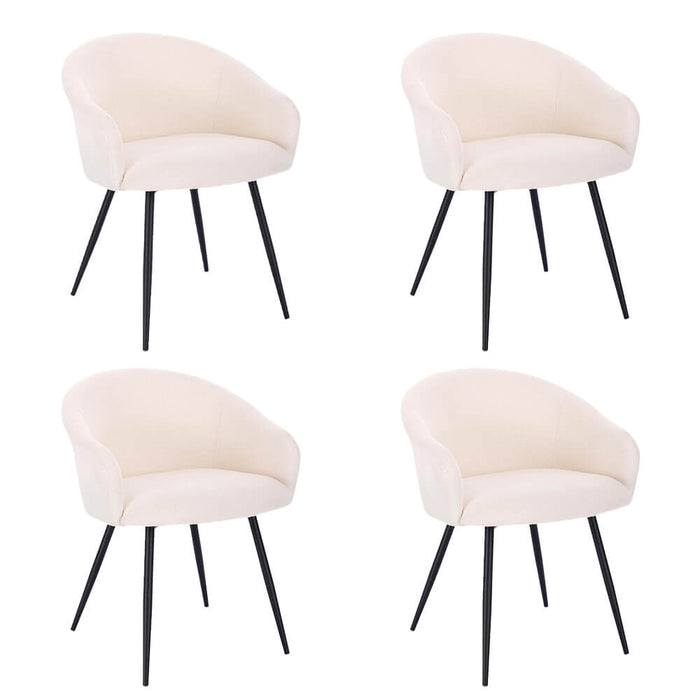 HOME DELUXE Eetkamerstoel - Bouclé - Wit - Set van 4