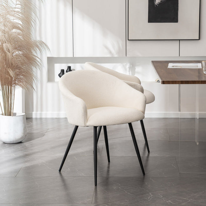 HOME DELUXE Eetkamerstoel - Bouclé - Wit - Set van 4