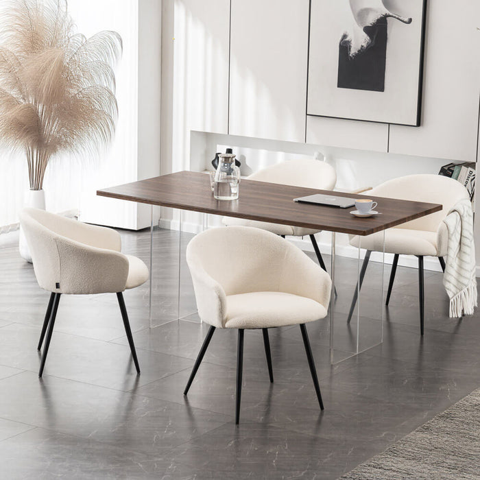 HOME DELUXE Eetkamerstoel - Bouclé - Wit - Set van 4