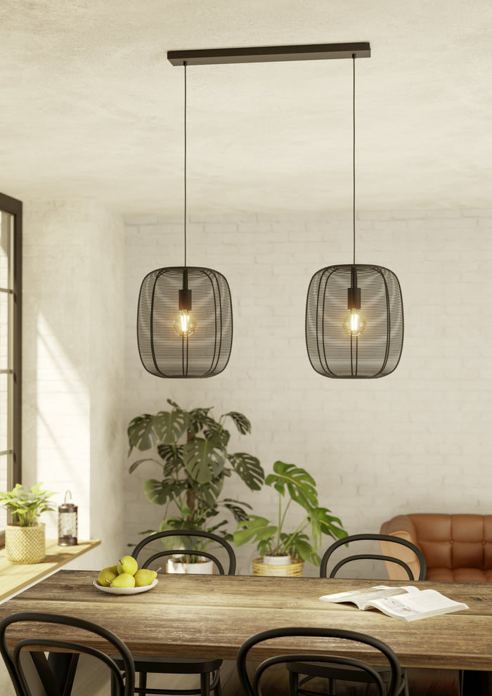 EGLO Rinroe Hanglamp - E27 - 90 cm - Zwart - Staal