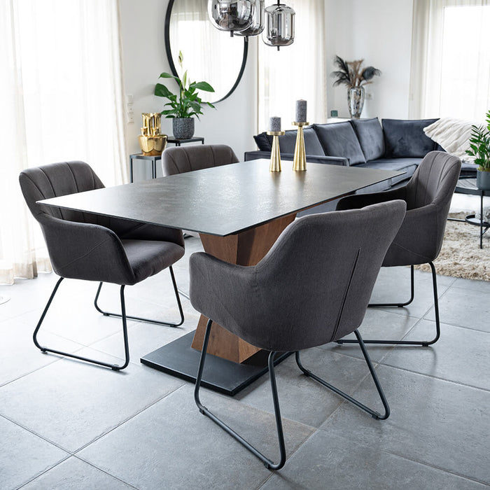 HOME DELUXE Eetkamerstoel – Webstof – Antraciet – Set van 4