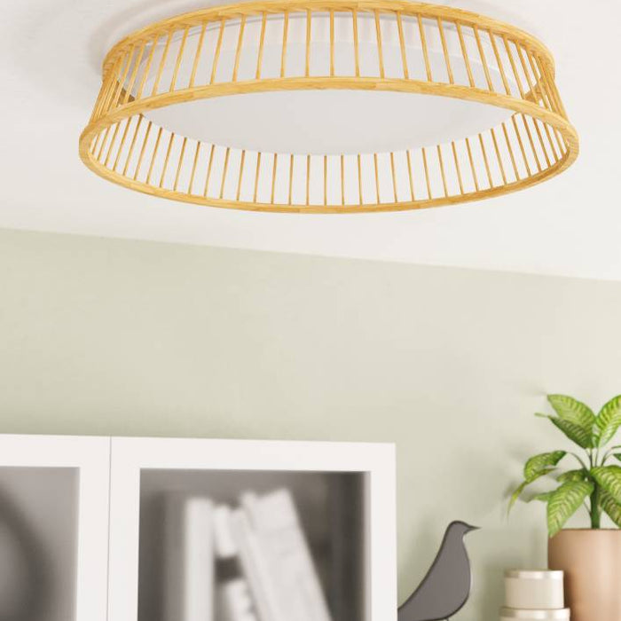 EGLO Luppineria Plafondlamp - LED - Ø 45 cm - Bruin|Wit - Hout