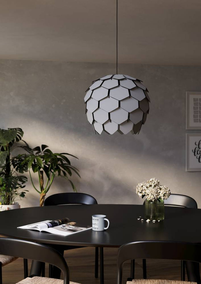 EGLO Mattanza Hanglamp - E27 - Ø 49,5 cm - Grijs|Zwart - Hout|Staal