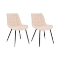 HOME DELUXE Eetkamerstoel – Ribfluweel – Beige – Set van 2