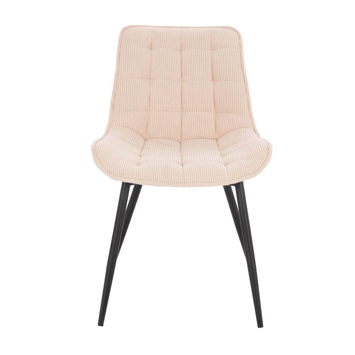 HOME DELUXE Eetkamerstoel – Ribfluweel – Beige – Set van 2