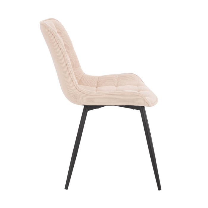 HOME DELUXE Eetkamerstoel – Ribfluweel – Beige – Set van 2