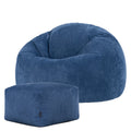 icon Kingston Zitzak met Poef - Ribfluweel - Denimblauw