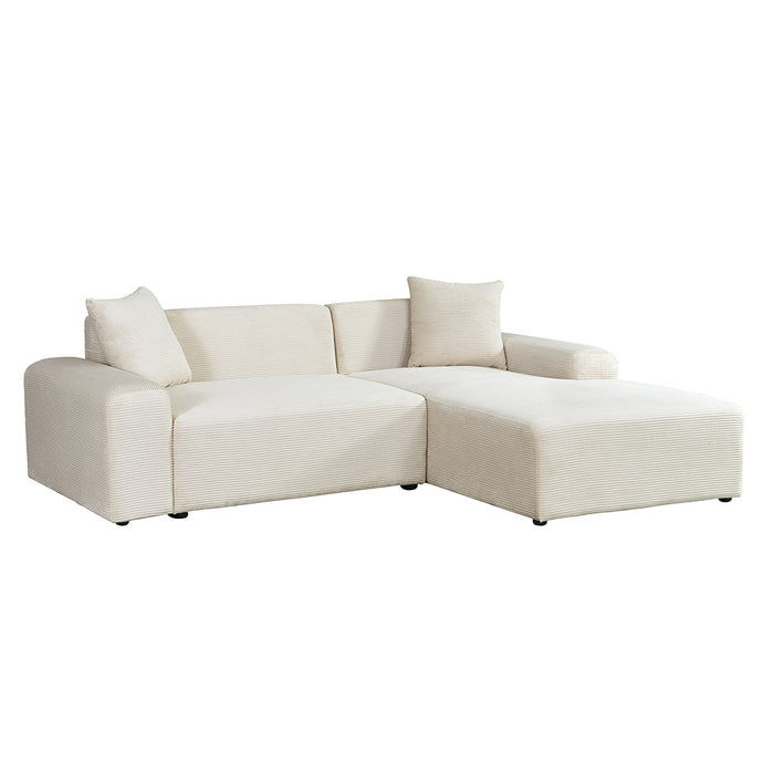 HOME DELUXE Hoekbank met Chaise Longue Rechts - Ribfluweel - Beige