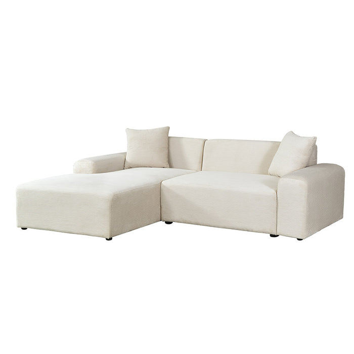 HOME DELUXE Hoekbank met Chaise Longue Links - Ribfluweel - Beige