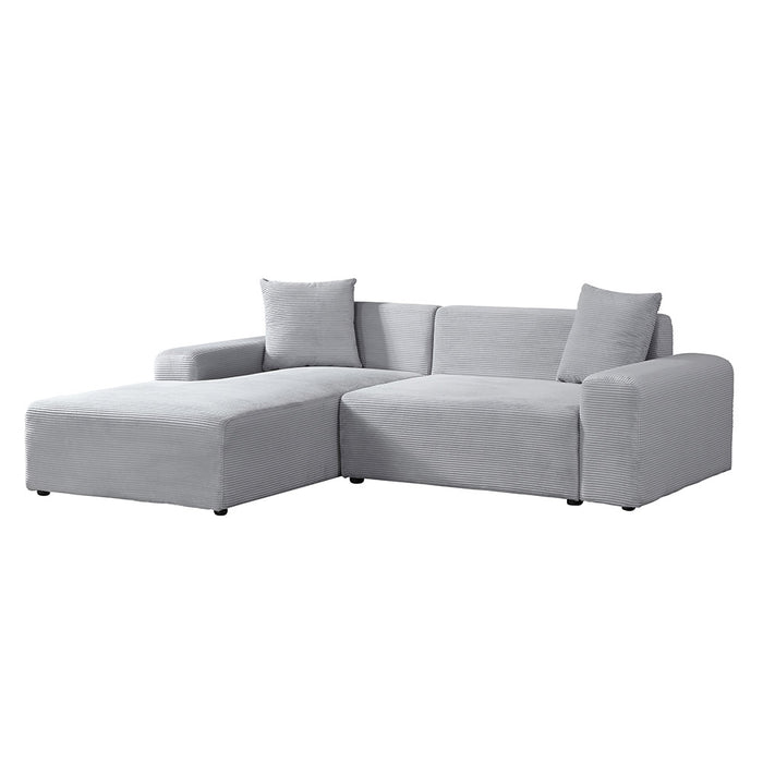 HOME DELUXE Hoekbank met Chaise Longue Links - Ribfluweel - Grijs