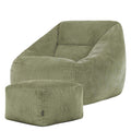 icon Natalia Zitzak Fauteuil met Poef - Ribfluweel - Saliegroen