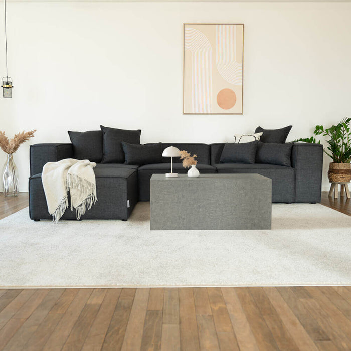 HOME DELUXE Modulaire 3-zitsbank met Hocker - Antraciet