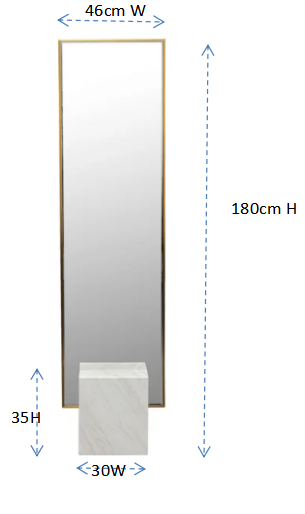 Staande Spiegel Hulda 180x46cm goud en wit Kare Design