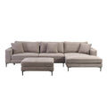 HOME DELUXE 3-zitbank - Chaise Longue Rechts - Ribfluweel - Beige