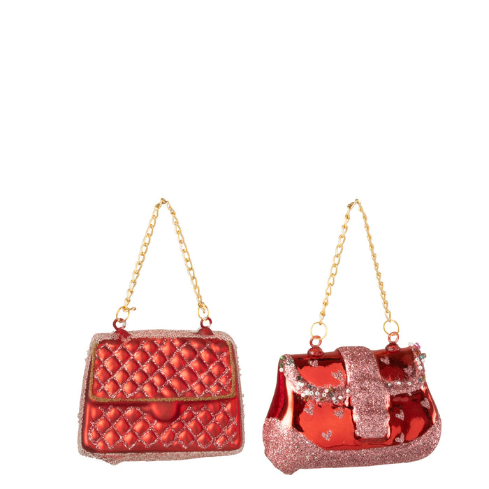 J-Line hanger Handtas - glas - rood - 2 stuks