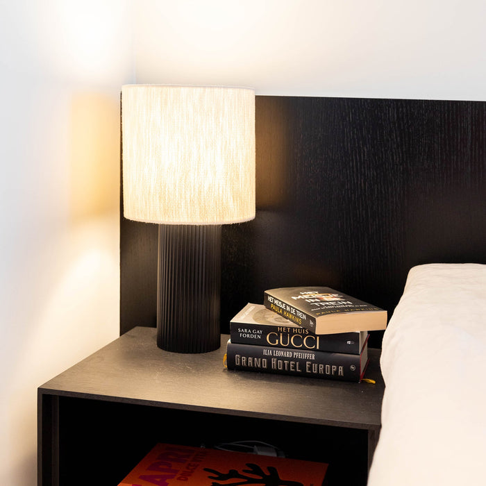 Atmooz Hero - Tafellamp - Zwart & Wit - Katoen & Metaal - 26x26x51cm