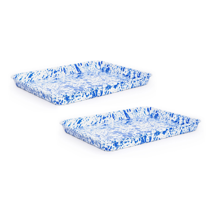 Crow Canyon Home Splatter Dienbladen Rechthoek Blauw Set van 2