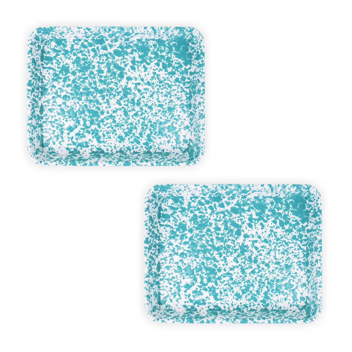 Crow Canyon Home Splatter Dienbladen Rechthoek Turquoise Set van 2