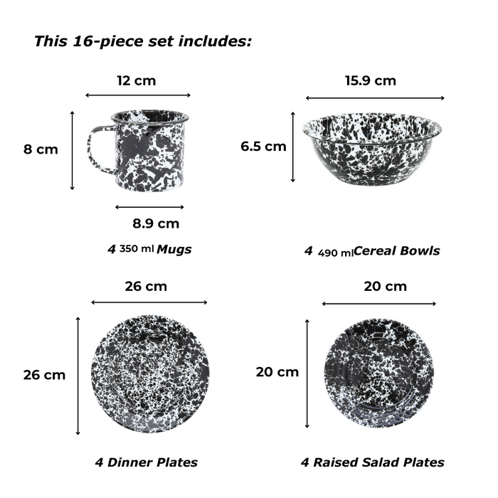 Crow Canyon Home Splatter Serviesset 16-delig, Blauw