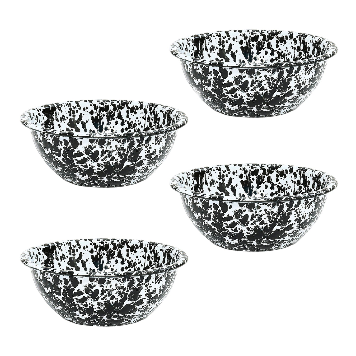 Crow Canyon Home Splatter Kommen Set van 4 Zwart