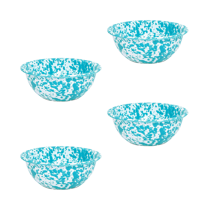 Crow Canyon Home Splatter Kommen Set van 4 Turquoise